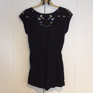 Black Crochet Romper